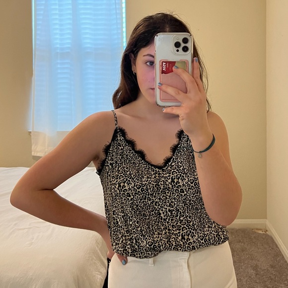 Cheetah spaghetti strap shirt. Perfect condition only worn once. - Picture 4 of 6